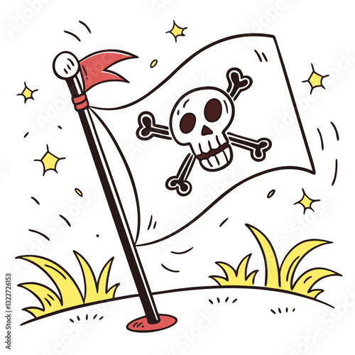 cartoon doodle of a pirates flag