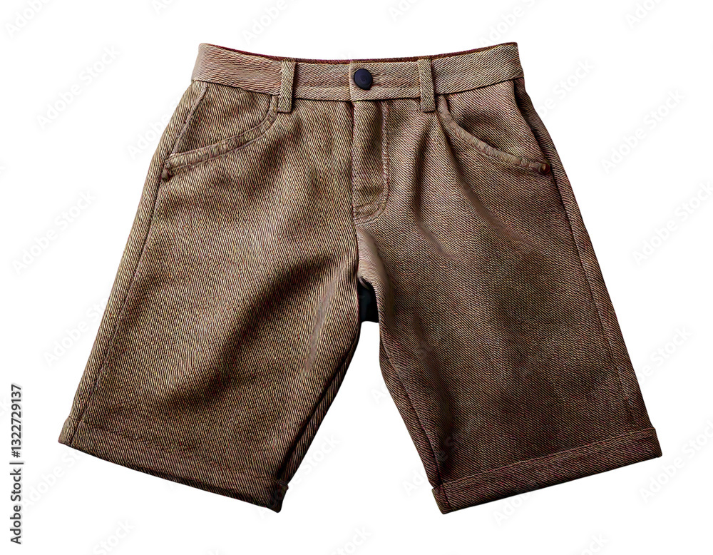 Stylish brown shorts, subtly textured fabric, classic design, perfect for summer fashion. Ideal for ecommerce, blogs, or fashion magazines. Represents casual comfort and timeless style. Stylish brown shorts, subtly textured fabric, classic design, perfect for summer fashion. Ideal for ecommerce, blogs, or fashion magazines. Represents casual comfort and timeless style.