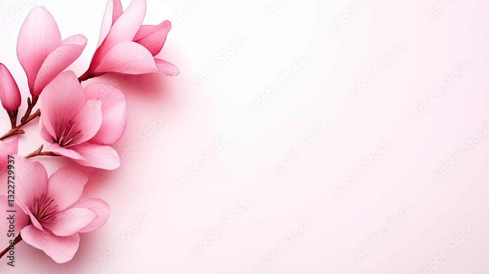 Digital watercolor painting abstract background idea. Delicate pink magnolia flowers on a soft pastel background. Digital watercolor painting abstract background idea. Delicate pink magnolia flowers on a soft pastel background.