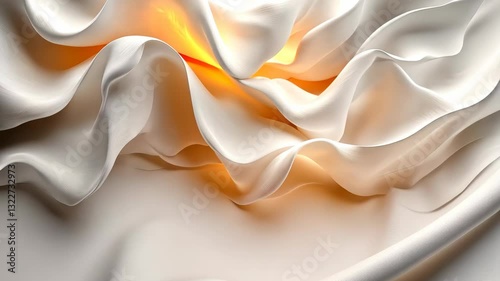 Abstract White Fabric Waves with Glowing Center