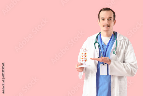 Male doctor showing spine m...