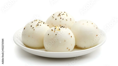 Rasgulla indiian food dessert isolated on white
