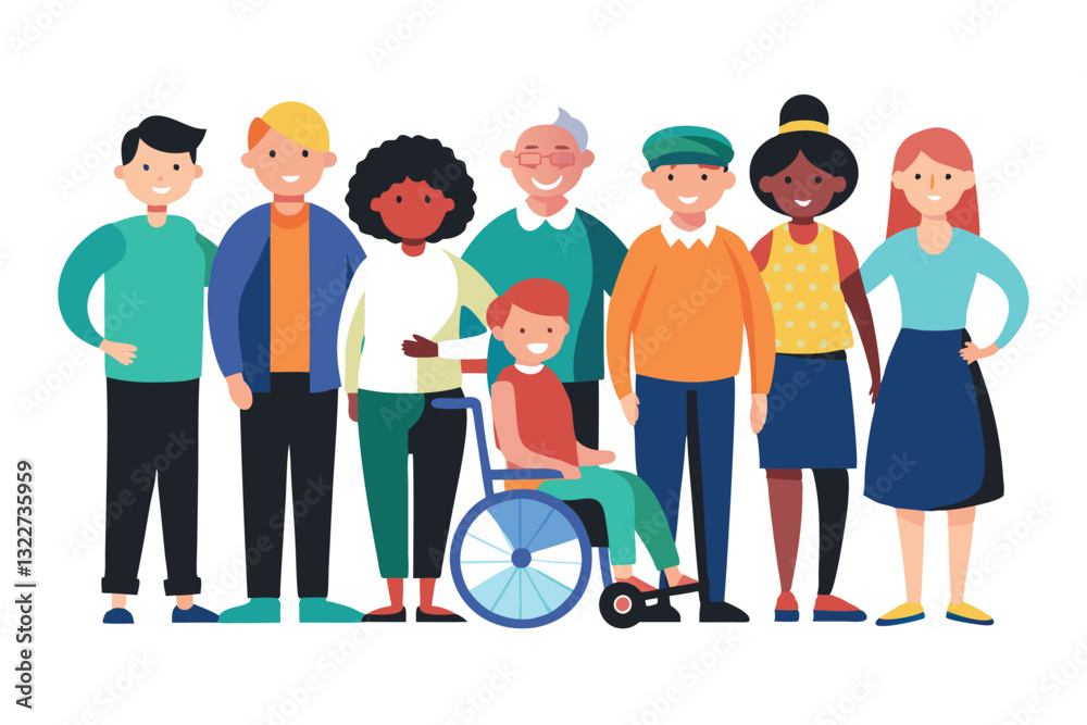 Obraz premium Nclusive group of people isolated vector style with transparent background illustration