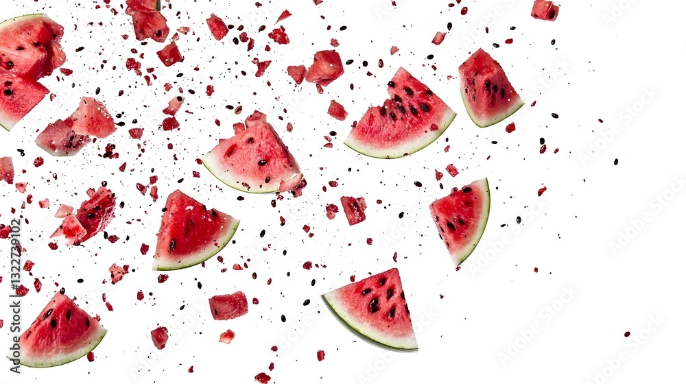 Exploding Watermelon Isolated on White Background Exploding Watermelon Isolated on White Background