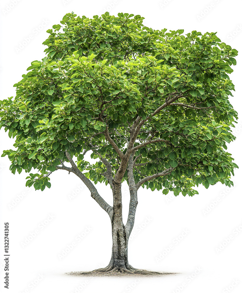 Obraz premium Isolated bodhi tree with bright green leaves on white background