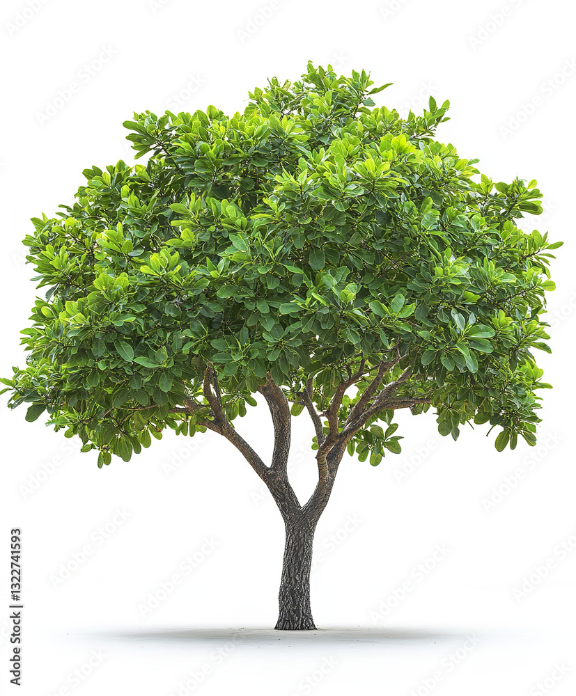 Isolated soursop tree with glossy green foliage on white background Isolated soursop tree with glossy green foliage on white background