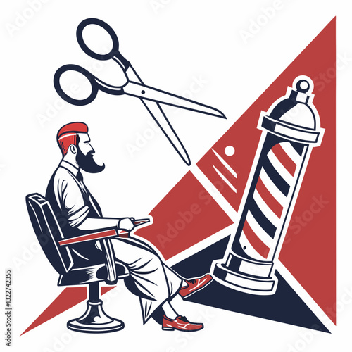 Barbershop abstract concept vector illustration. Haircut service, beard shaving, moustache trimming, mans style, hairdresser scissors, hairstylist chair, professional care abstract metaphor