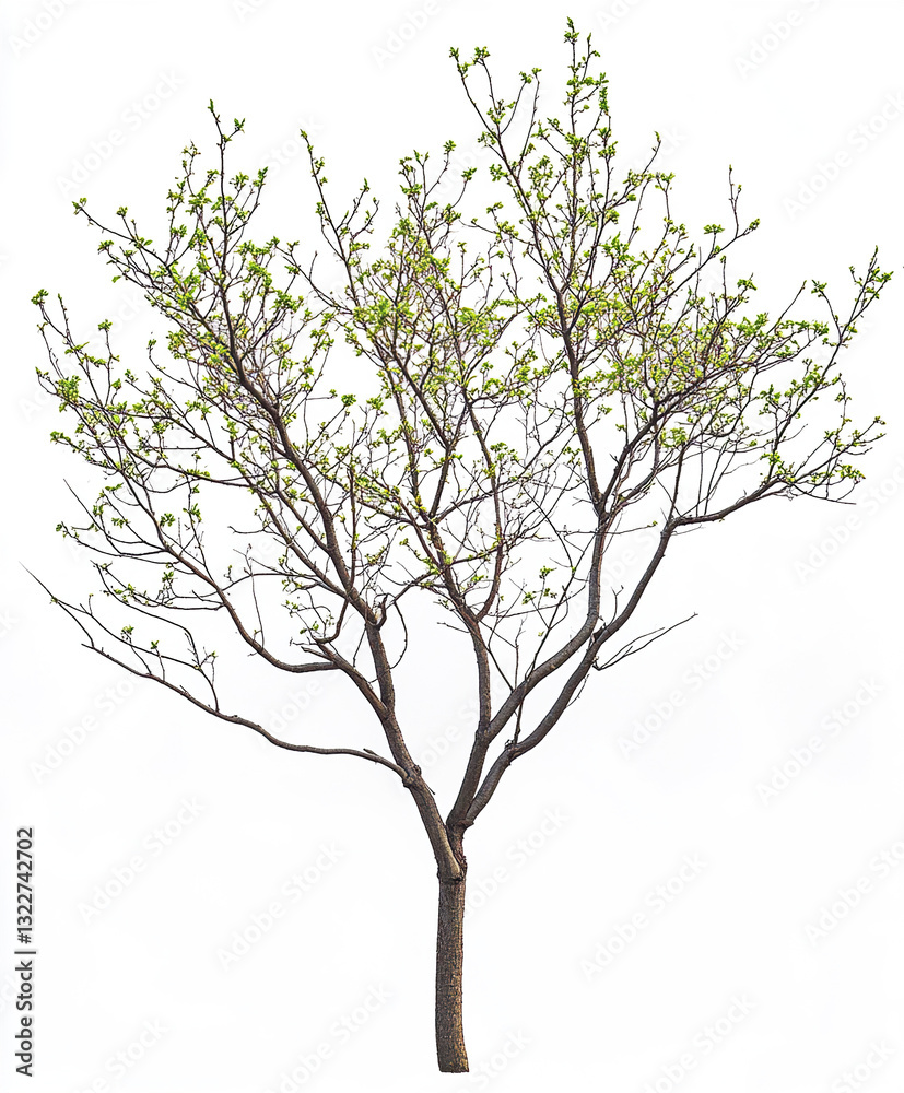 Leafless tree with green buds in early spring bloom Leafless tree with green buds in early spring bloom