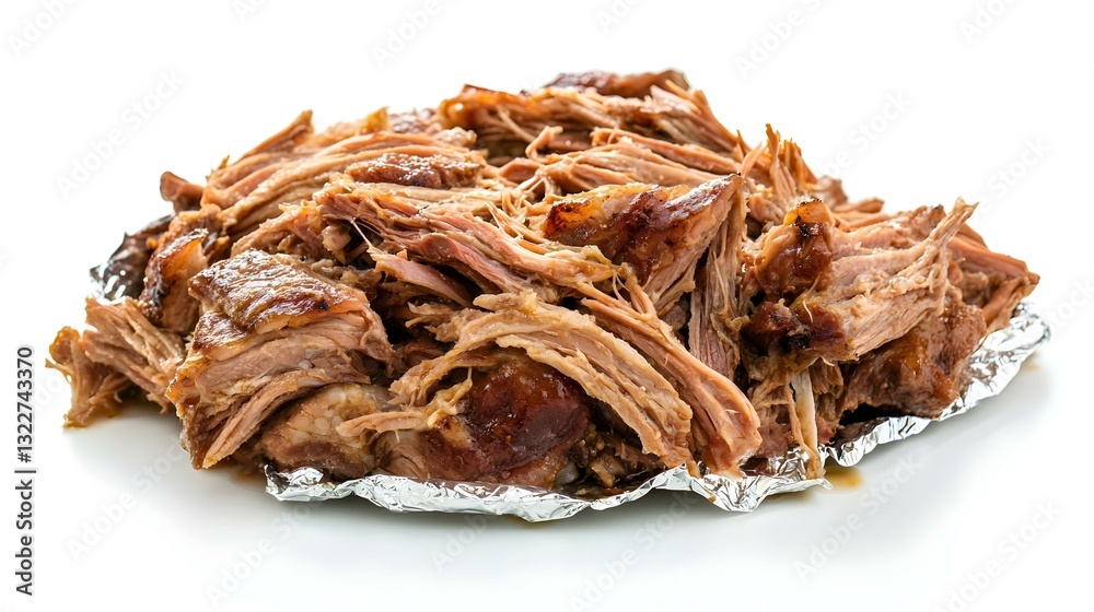 Obraz premium The semifinished pulled pork meat in the plastic