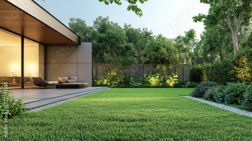 Wallpaper Mural Modern Home Backyard Evening Tranquility Torontodigital.ca