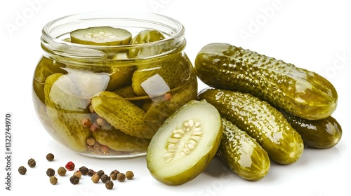 Pickled Cucumbers Isolated on White Background
