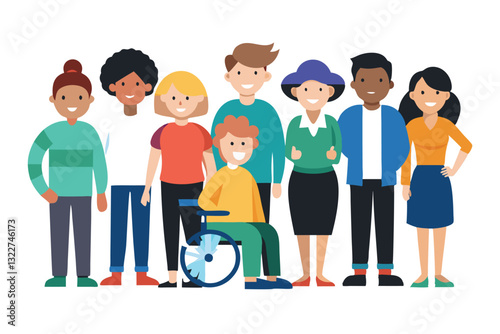 A company of women with children of different ages, different ethnicity, many body shapes, limited mobility