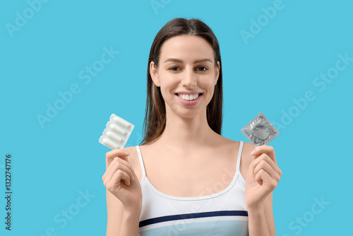 Smiling woman holding contr...