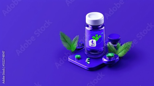 Wallpaper Mural Medicine bottles and green leaves on the platform Torontodigital.ca