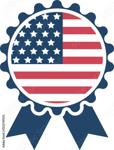 american badge ribbon svg, patriotic award seal clipart, usa medal emblem vector