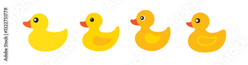 Yellow ducks icon. isolated on white background, 黃色小鴨
