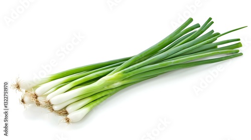 Daun Bawang Segar Hijau Isolated On White Background