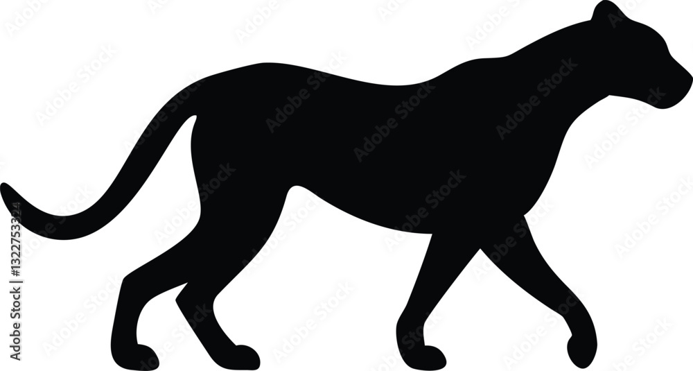 A Cheetah Silhouette on White Background A Cheetah Silhouette on White Background