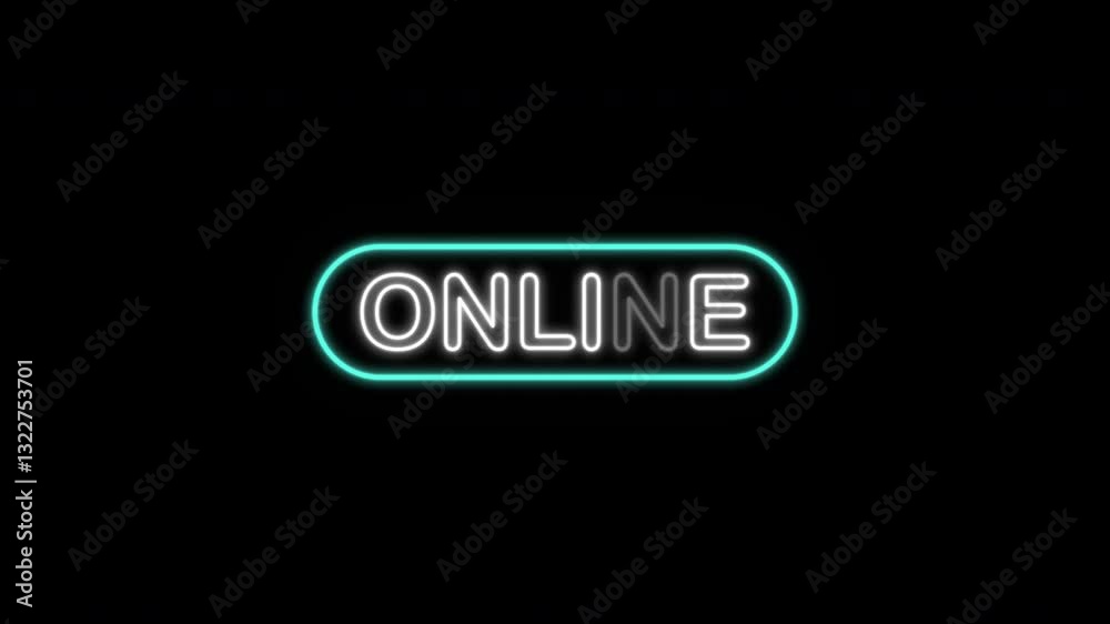 Online text neon animation on black background. 4K Video Online text neon animation on black background. 4K Video