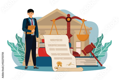 Notary service concept. Person witnessing signatures on document.