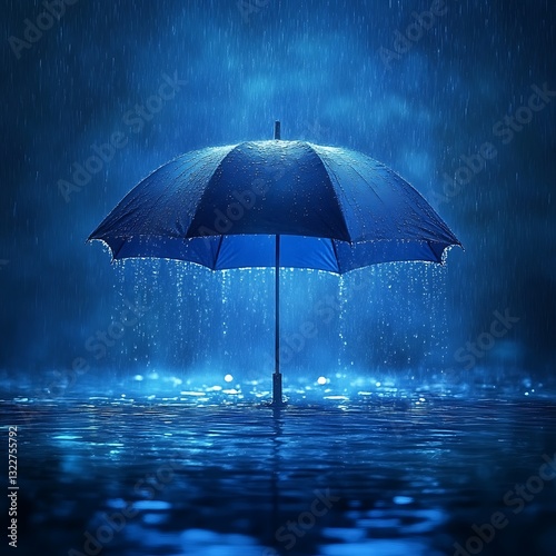 Wallpaper Mural A dark blue umbrella protects from heavy rain falling outside Torontodigital.ca