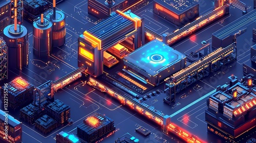 Smart warehouse with AI sorting and loading systems fully autonomous futuristic logistics