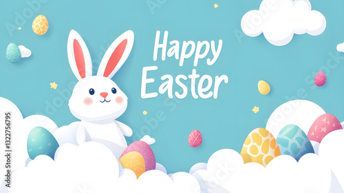 easter, bunny, rabbit, holiday, egg, toy, eggs, animal, spring, celebration, pink, hare, cartoon, decoration, baby, basket, isolated, love, cute, seasonal, card, illustration, gift