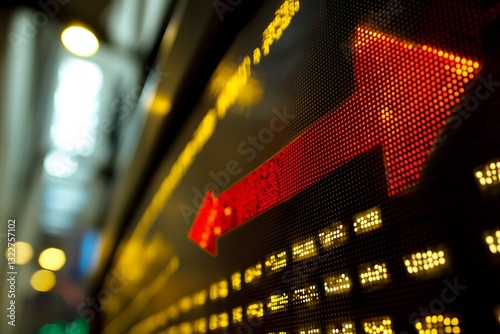 Upward arrow showing business growth in stock market with a backdrop financl improvement