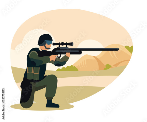Military Training concept. Train Preparedness, accuracy, and defense tactics.