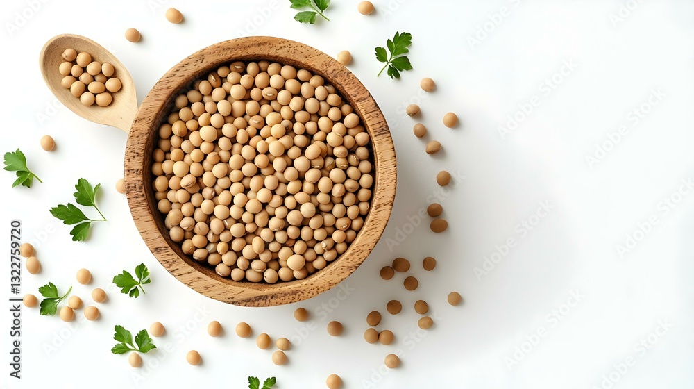Soybeans in a Wooden Bowl isolated on white background Soybeans in a Wooden Bowl isolated on white background