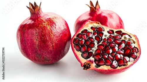 Fresh Pomegranates isolated on white background