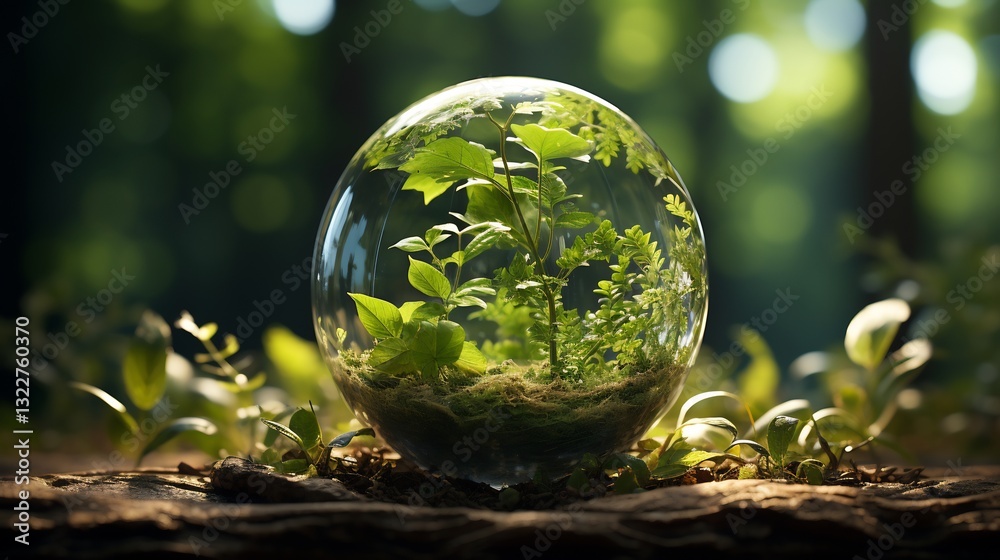 Forest Ecosystem in Glass Sphere. Forest Ecosystem in Glass Sphere.
