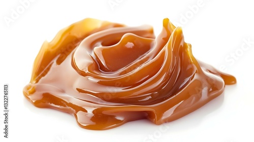 melted caramel on white background