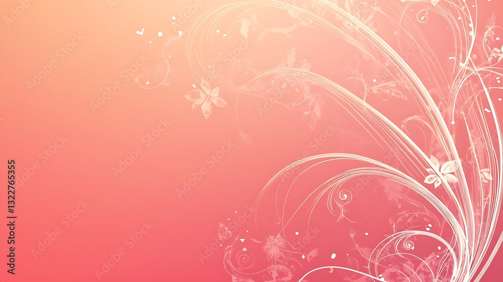 Abstract Coral Pink Floral Design With Swirls Abstract Coral Pink Floral Design With Swirls