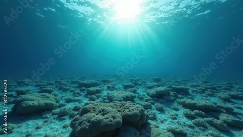 Wallpaper Mural Sunlight shining through clear ocean water over a bleached coral reef	 Torontodigital.ca