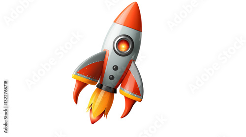 Launching a Successful Business Startup Rocket Image isolated on transparent background