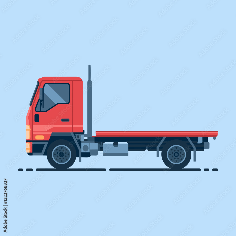 Modern Flatbed Truck with an Open Cargo Platform Modern Flatbed Truck with an Open Cargo Platform