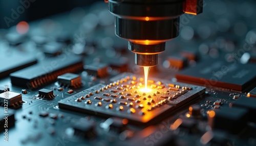 Precision Metal Processing Equipment With Molten Material For Technical Documentation Industrial Engineering Presentations photo