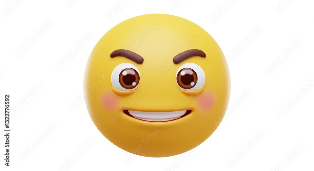 Playful Grinning Emoji with Raised Eyebrows and Rosy Cheeks Playful Grinning Emoji with Raised Eyebrows and Rosy Cheeks