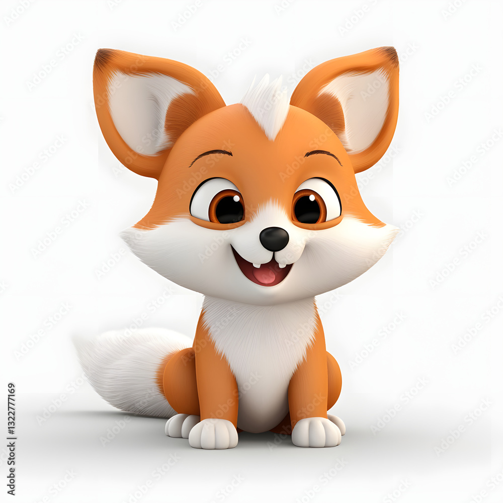 Digital technology 3D cute fox icon Digital technology 3D cute fox icon
