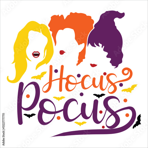 Hocus Pocus Vector Design, T-shirt Design , Halloween Vector Design