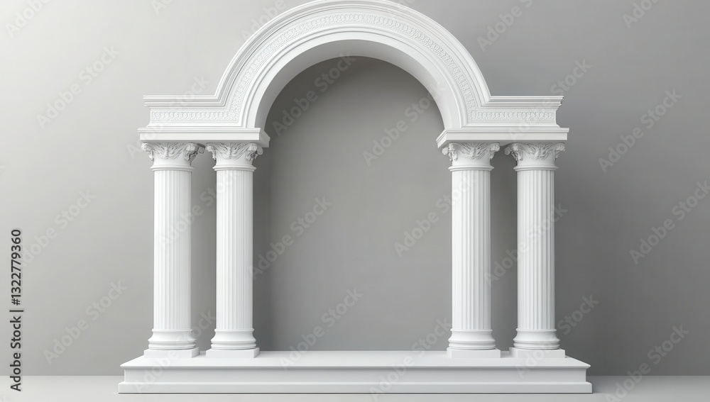 Obraz premium Elegant White Architectural Structure with Arched Design and Columns
