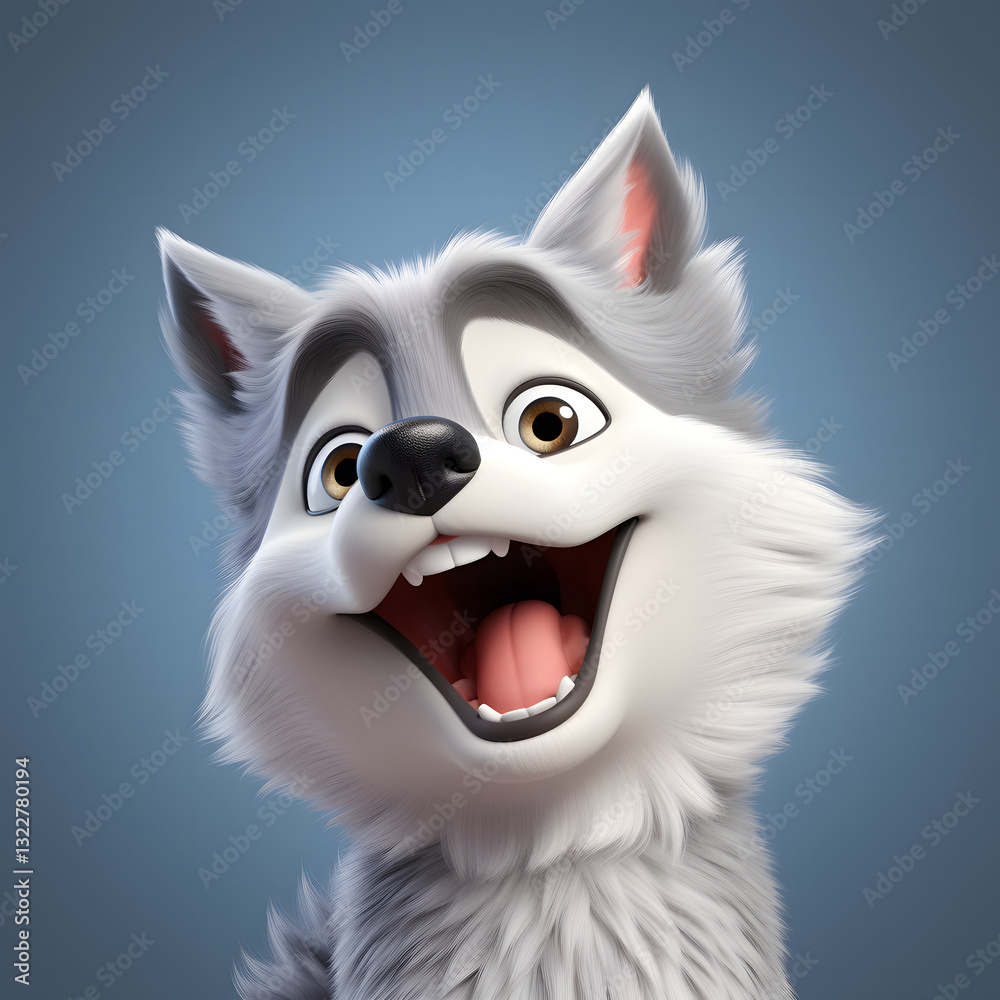 Digital technology 3D cute wolf icon Digital technology 3D cute wolf icon