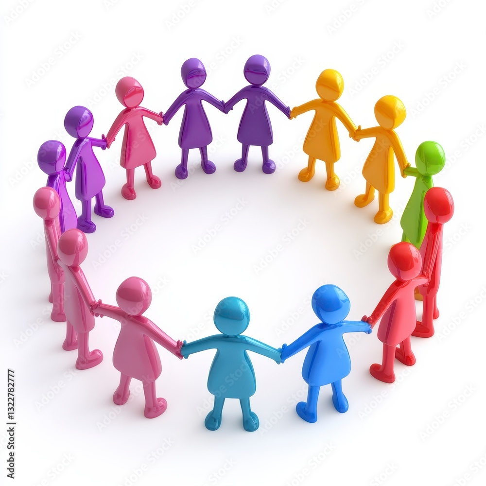 Colorful Stick Figures Holding Hands in a Circle Representation Colorful Stick Figures Holding Hands in a Circle Representation
