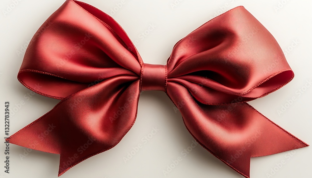 A Beautiful Red Silk Bow Tied with a Simple Elegant Design A Beautiful Red Silk Bow Tied with a Simple Elegant Design