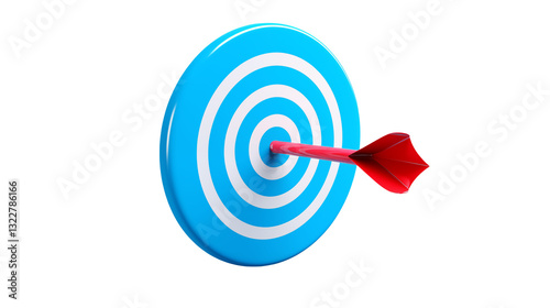 Achieve Success Blue Target with Red Arrow Graphic isolated on transparent background