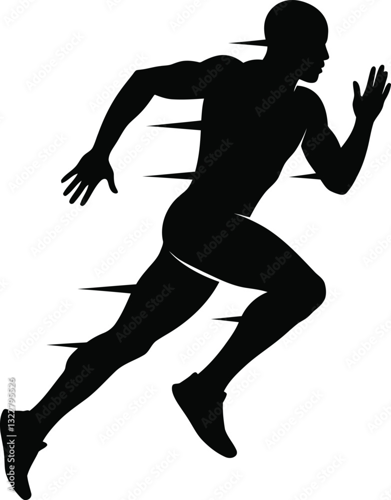 Black Silhouette Running Man Vector Black Silhouette Running Man Vector