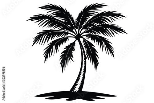 Silhouette of palm trees on a beach Vector illustration