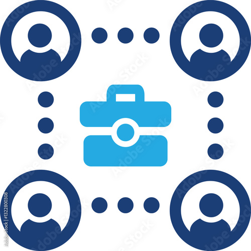 Business icon, Business team, meeting, partnership, startup, planning, company, management, profit and successful key icon, blue color