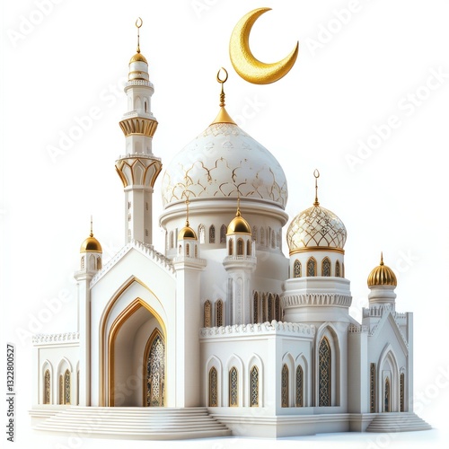 Wallpaper Mural Majestic white mosque with golden crescent moon. Torontodigital.ca